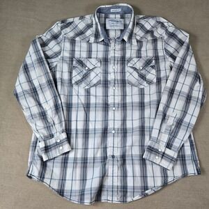 American Eagle Outfitters XXL Plaid Western Shirt Long Sleeve Pearl Snap Pockets